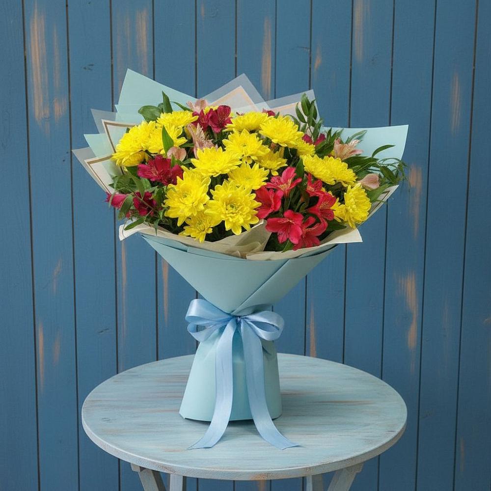 Букет цветов из: Альстромерии и Хризантемы в Первомайском Республика Крым