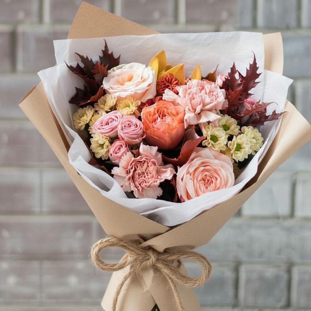 Букет цветов из: Гвоздики, Хризантемы и Розы в Первомайском Республика Крым