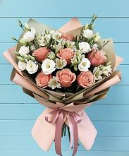 Букет цветов из:  Розы, Альстромерии и Лизиантусы в Первомайском Республика Крым