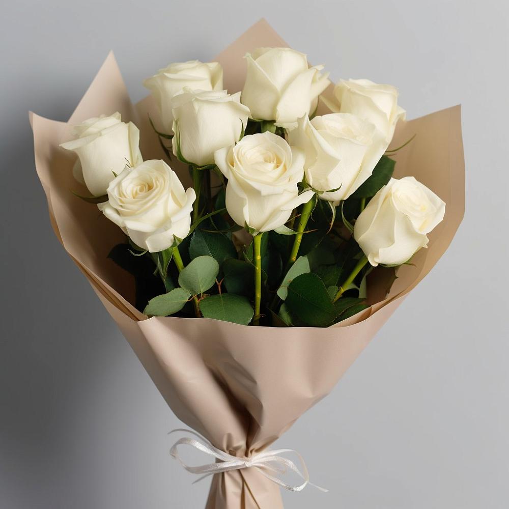 Букет 9 Белых роз Эдлесс Лав в Первомайском Республика Крым