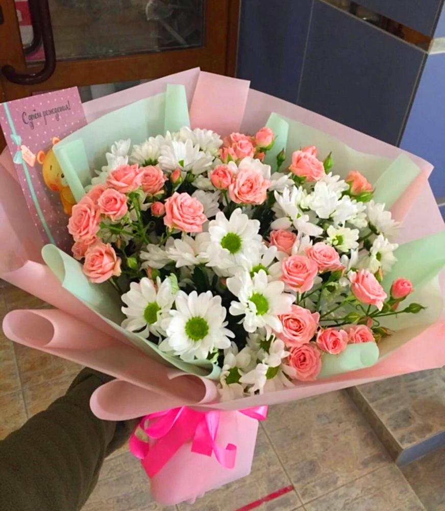 Букет цветов из: Розы и Хризантемы в Первомайском Республика Крым