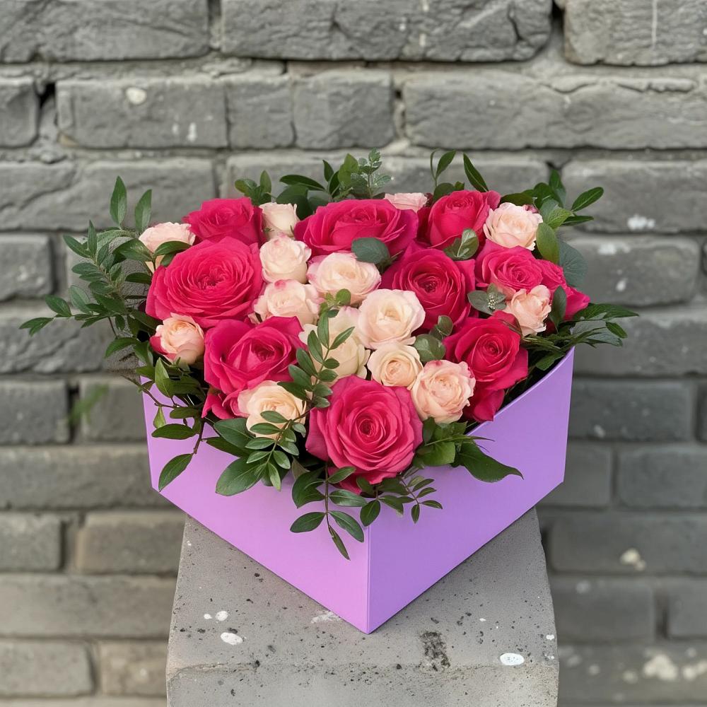 Цветочная композиция из Розы в коробке в Первомайском Республика Крым