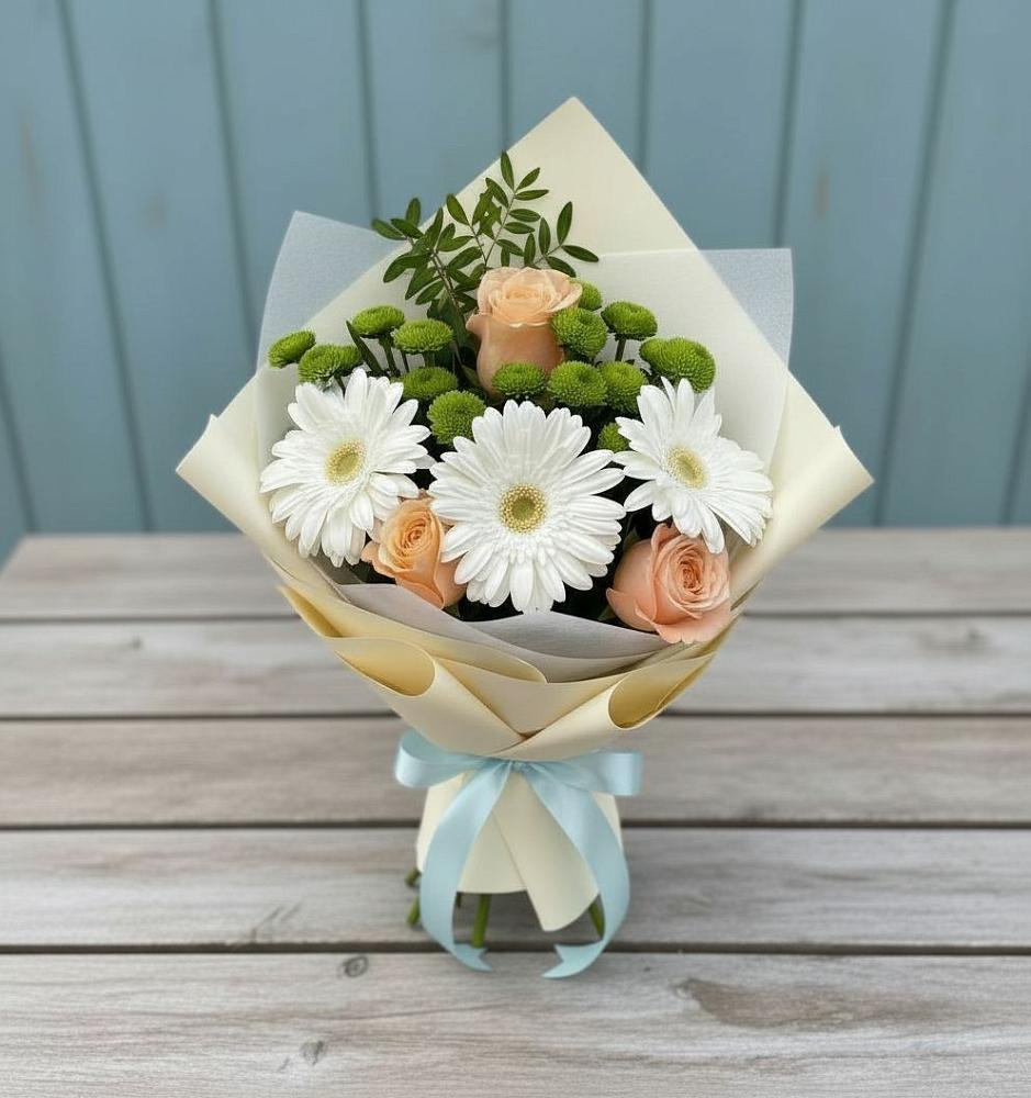 Букет цветов из: Герберы, Розы и Хризантемы в Первомайском Республика Крым