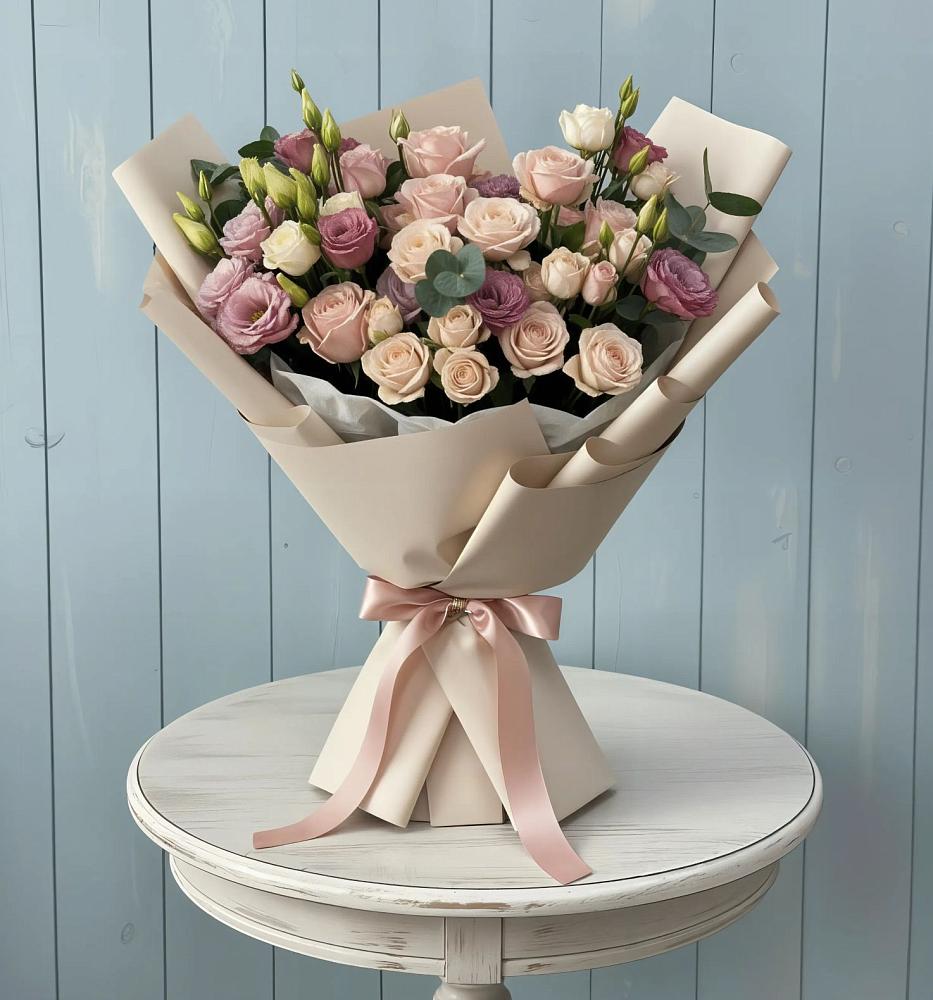 Букет цветов из: Розы и Лизиантусы в Первомайском Республика Крым