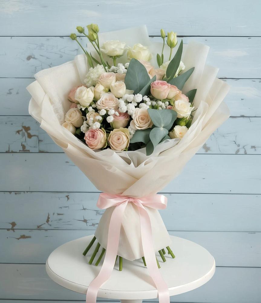 Букет цветов из: Розы и Лизиантусы в Первомайском Республика Крым