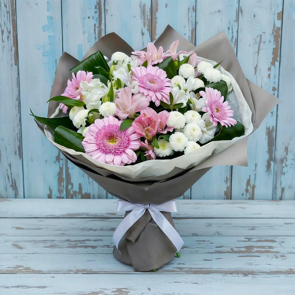 Букет цветов из: Герберы, Альстромерии и Хризантемы в Первомайском Республика Крым