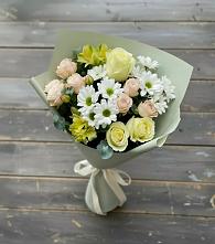 Букет цветов из:  Альстромерии, Розы и Хризантемы в Первомайском Республика Крым