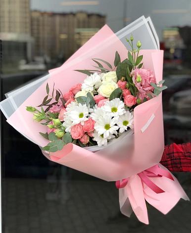 Букет цветов из: Розы, Лизиантусы и Хризантемы в Первомайском Республика Крым