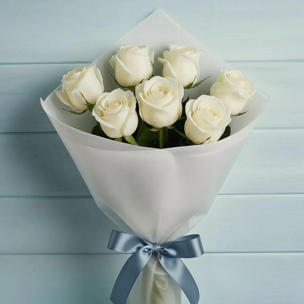 Букет 7 Белых роз Эдлесс Лав в Первомайском Республика Крым